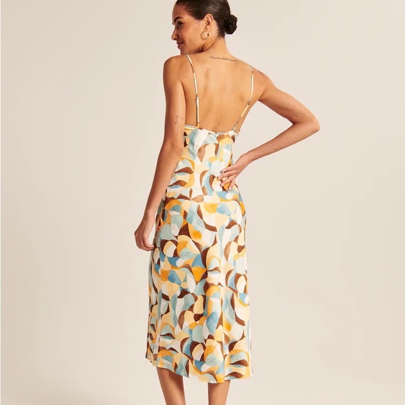 Abercrombie & Fitch Ruched Satin Slip Midi Dress XS - Picture 6 of 6